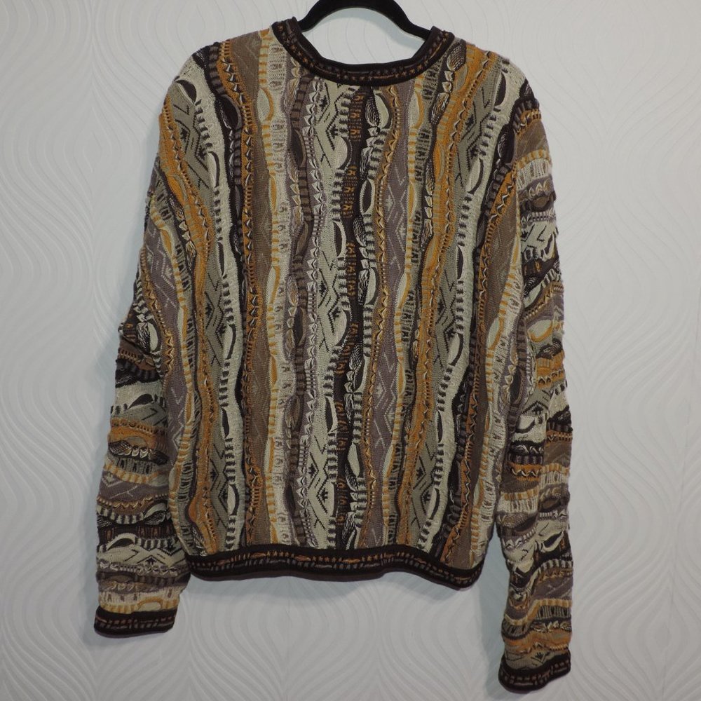 Men's Vintage COOGI sweater sz L browns and gold - Picture 6 of 11